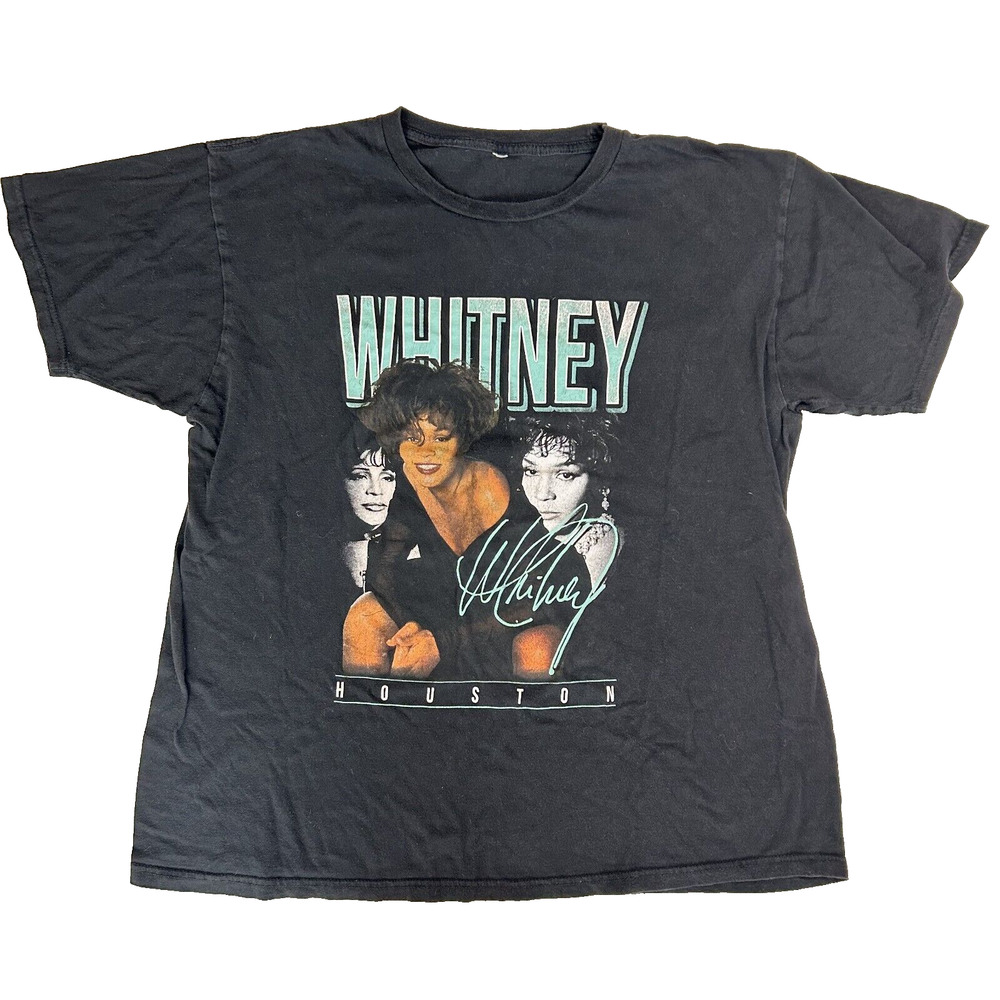 Vintage Y2K Whitney Houston T Shirt Unisex L/XL Black Retro Short Sleeve